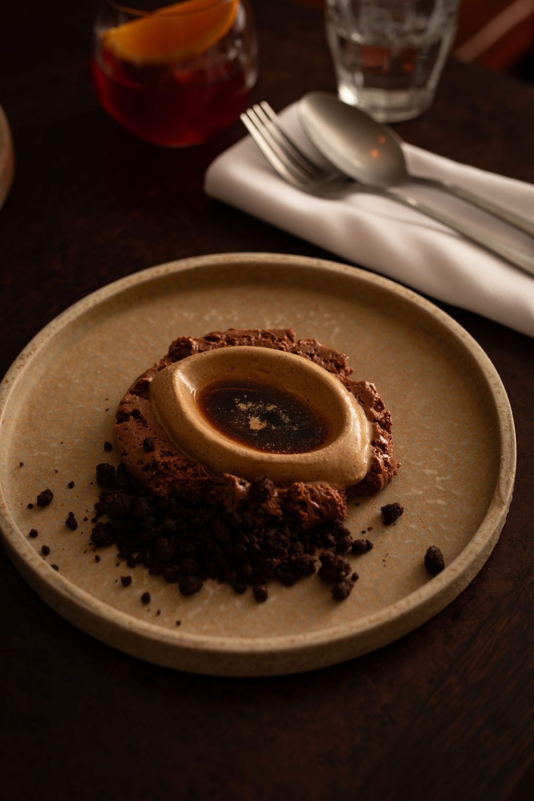 The Celentano&rsquo;s affogato, malted barley gelato, chocolate mousse, cold brew
